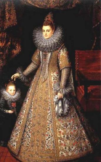 POURBUS, Frans the Younger Portrait of Isabella Clara Eugenia of Austria with her Dwarf Sweden oil painting art